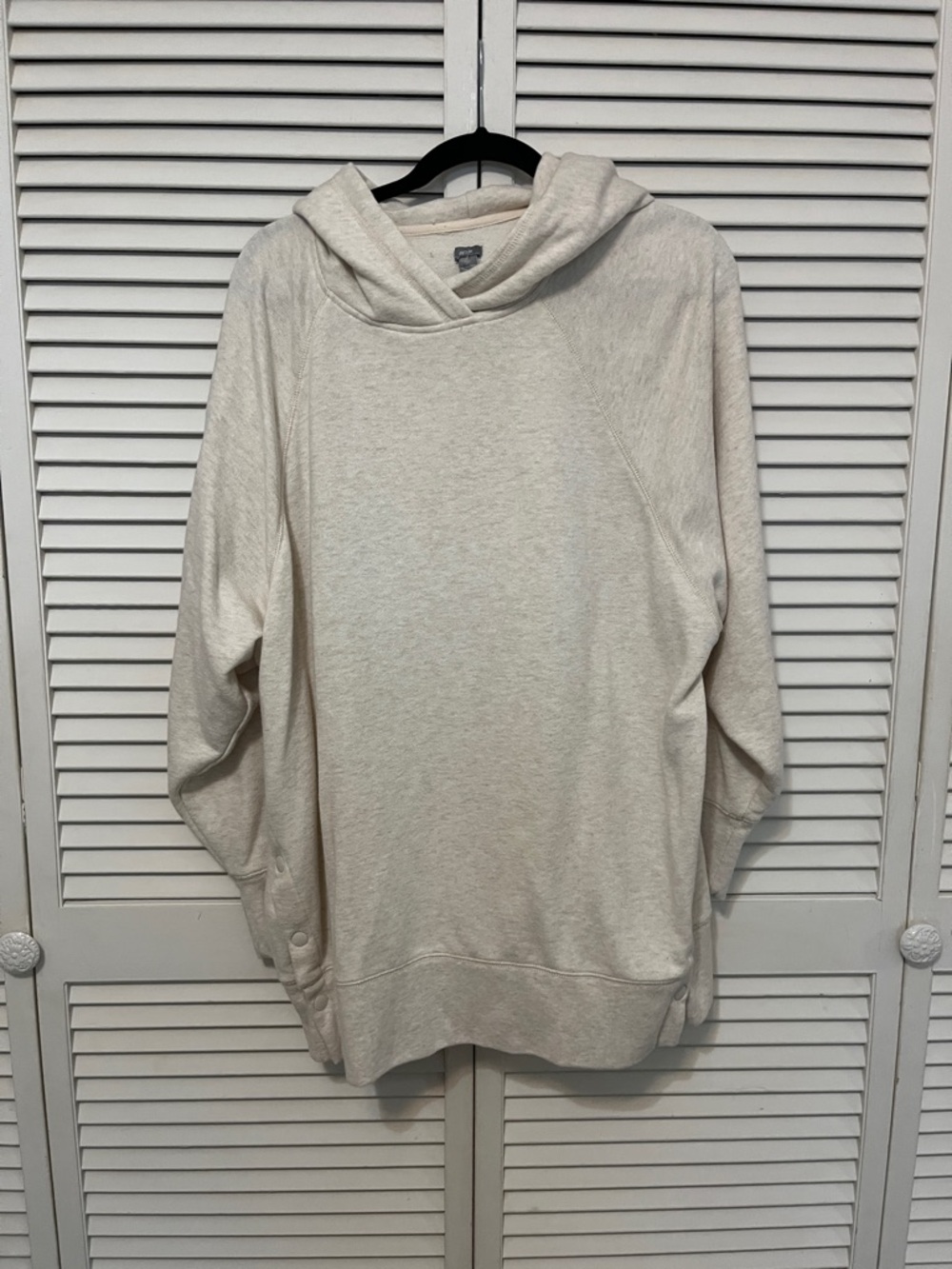 aerie Cream Button-Side Pullover Hoodie